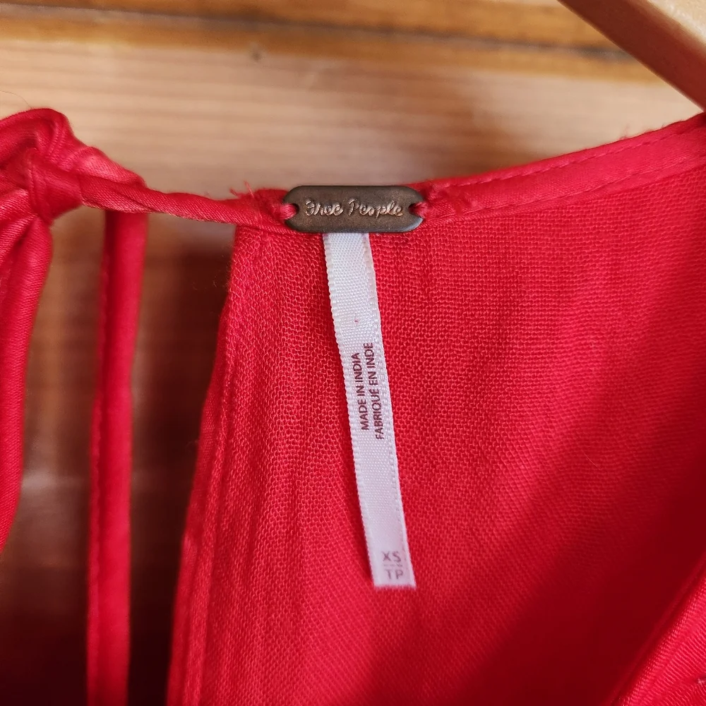 Free people Shine Like the Stars Red Mini Dress Satin Beaded Embellished Size XS